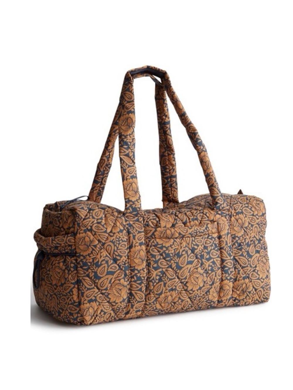 Vera Bradley Brown Floral Featherweight Original Large Duffel Travel Bag New